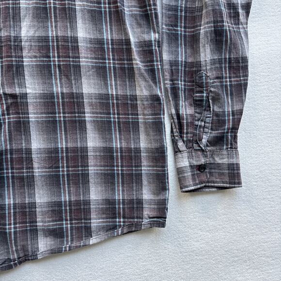 Wrangler Jeans Co Men X Large Plaid Western Shirt Pearl Snap Long Sleeve Gray - Picture 7 of 15